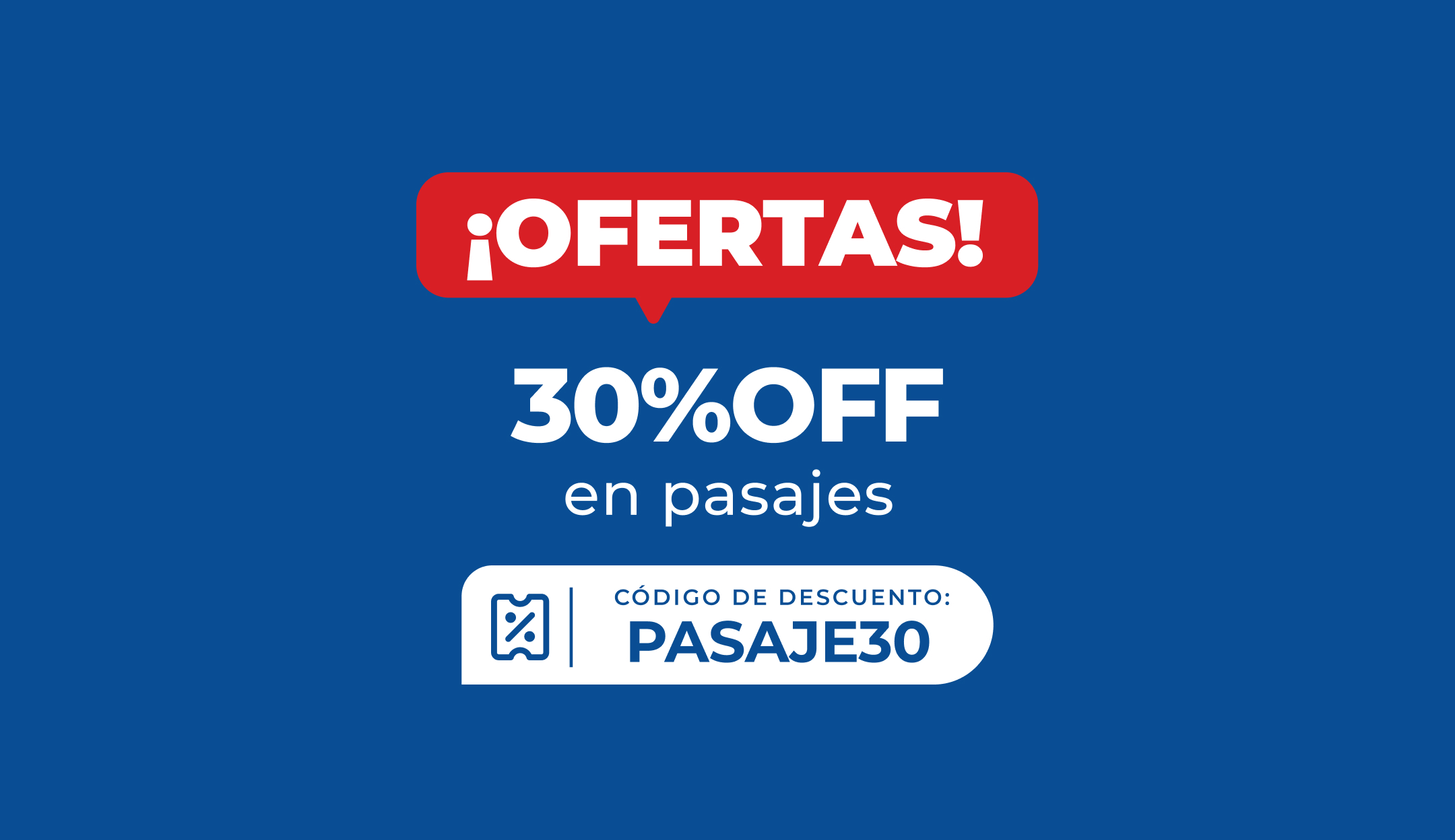 30% OFF en pasajes